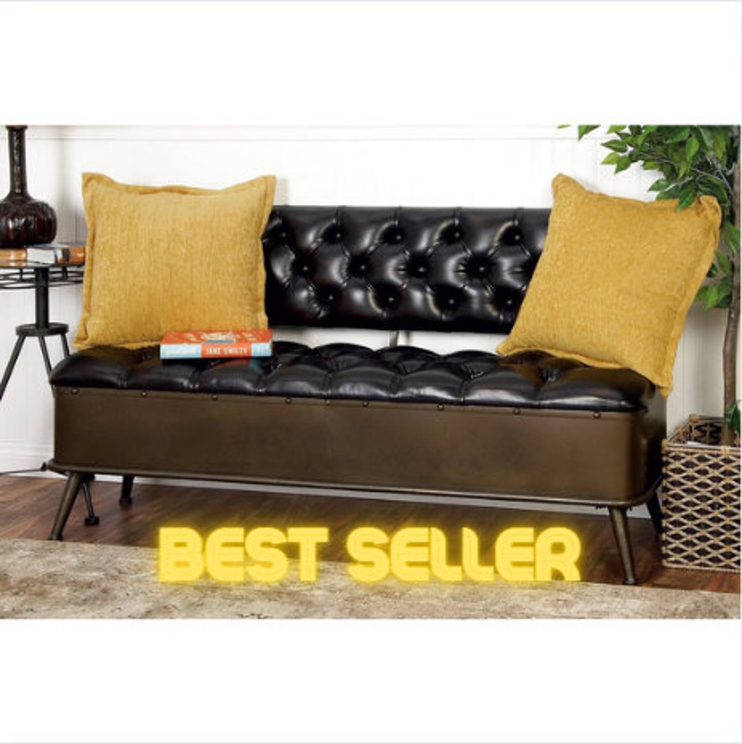 Black Iron Bench Storage Bench Piano Benchhandmade Etsy