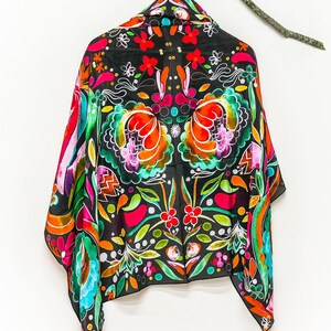 Modern Estonian Large Silk Accent Scarf with a Modern Järvamaa Design