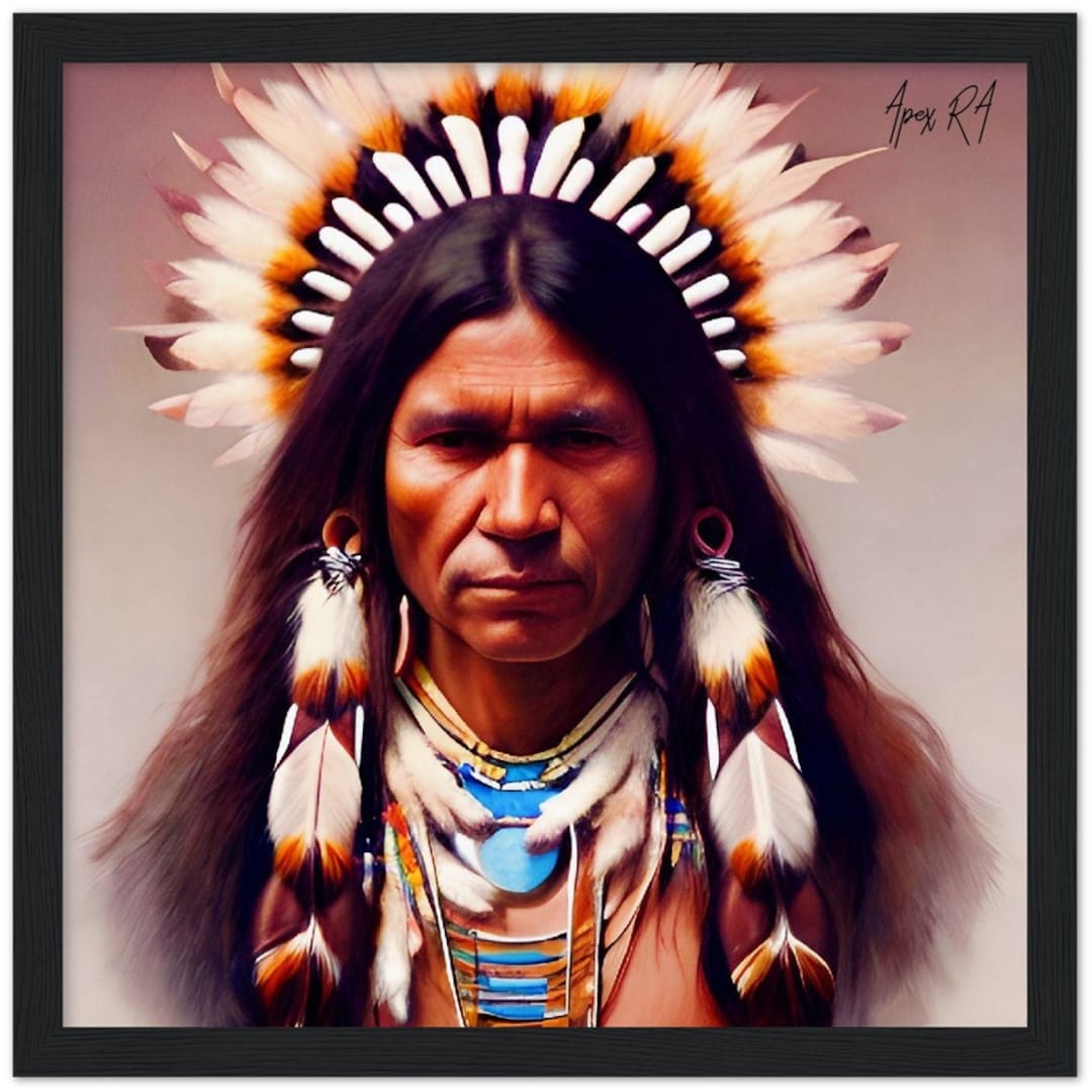Native American Chief Wall Art With Indian Head Dress Great - Etsy