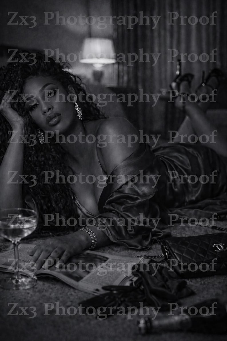 Black and White Glamour Wall Art – Moody Film Noir Photography Print – Luxury Soft Life Decor – Feminine Bedroom Wall Art image 4