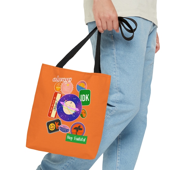 Whimsical , Festive, Positivity, Stay Faithful, Personalized,  Canvas , Aesthetic , Shopaholic Bag