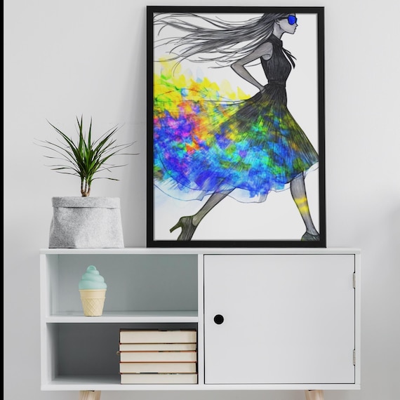 Dynamic 'Woman On the Move' Stencil Art – Digital Download ,  Download Prints, Digital Sublimation PNG, Black Women Wall Art