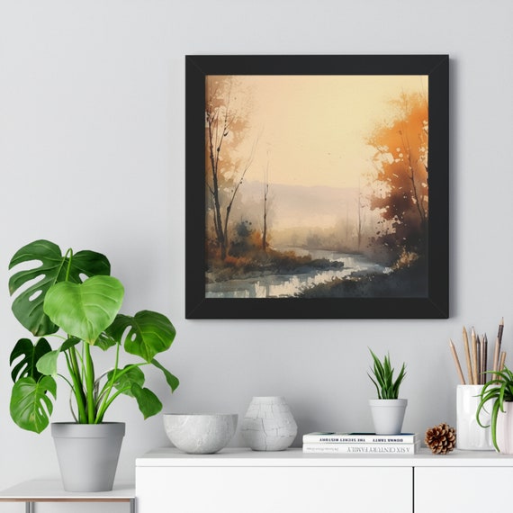 Winding Road, Framed Watercolor ,  Home Decor , Unique Retro , Gallery Custom Poster Art
