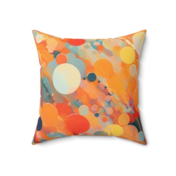 Spectrum Inspired, Pointillism design,  Artistic throw pillow,  Dot art , Contemporary, Modern Accent, Spun Polyester Square Pillow