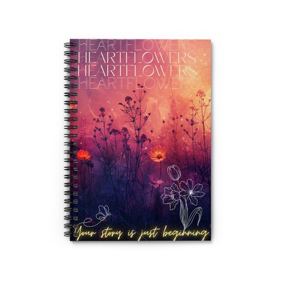 Heart Flowers Spiral Notebook - Ruled Line, Floral , Creative, Motivational, HQW , Journaling, Note Taking , Planning, Stationery Addict
