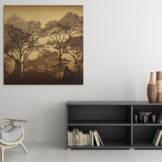 Contemporary, Vibrant HDR , Katagami Inspired Artistic Tree Art, Premium GalleryHigh-Quality , Professional Stretched , Canvas Gallery Wrap