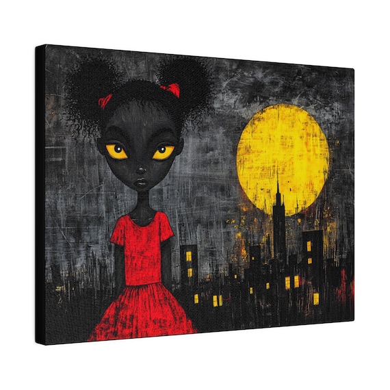 Enchanting Black Magic Art 'Though Her Eyes , Surreal Matte Canvas Stretched 0.75 Inch , Wall Decor, Unique, Gift Idea,