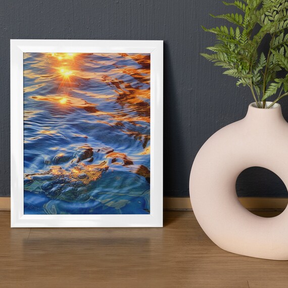 HyperWaterColor Print , White Matte Finish Framed , Contemporary Decorative Unique Vertical Poster