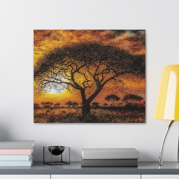 Vibrant Colors,  Complex Texture , Unique Artistic Interpretation, Pointillism Technique, Vivid Portrayal,  Intricate, Canvas Gallery Wraps
