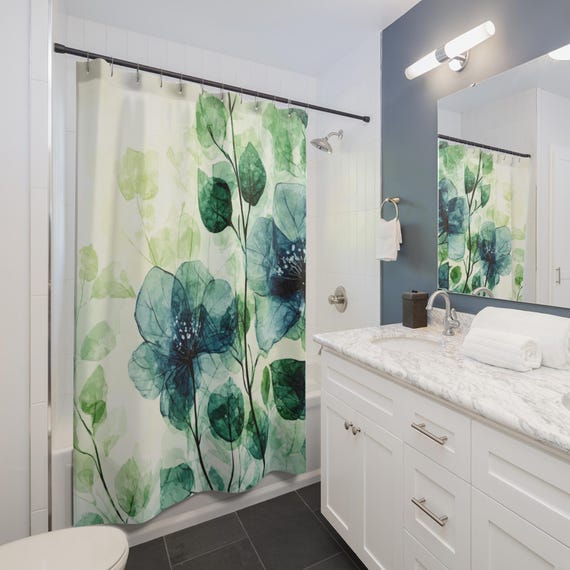 Serenity in Nature: Botanical-Inspired Art ,Hand-Drawn Leaves ,  Soft Pastels Shower Curtains