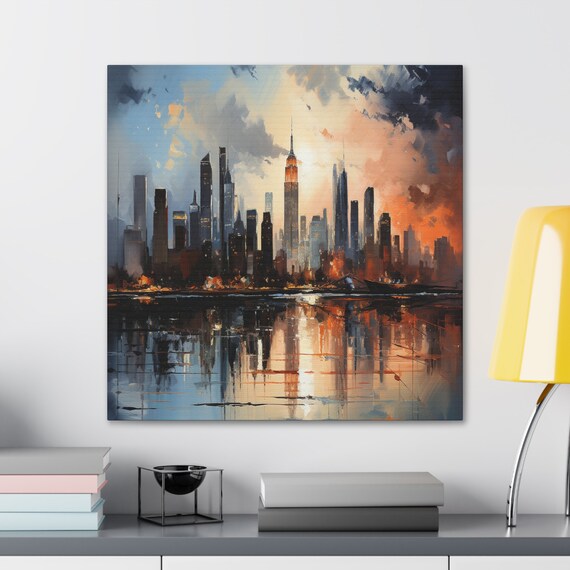 Bustling Urban Cityscape Art,  Modern City Print , Metropolis Downtown Skyline, Contemporary Wall Decor, Canvas Gallery Wraps