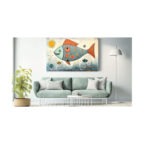 Fish Magic, Canvas Art, Custom Decor, High-quality,  Professional-grade, Premium , Stretched Canvas