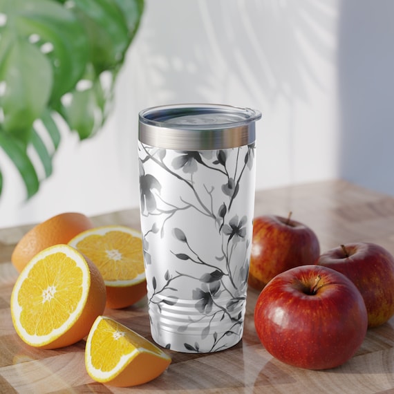 Botanical Elegance,  Durable Drinkware,  Artistic Hydration , Stylish Beverage Container, Ringneck Tumbler, 20oz