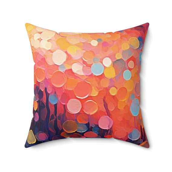 Polychromatic Inspired, Pointillism design,  Artistic throw pillow,  Dot art , Contemporary, Modern Accent, Spun Polyester Square Pillow