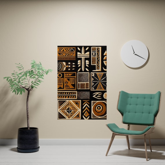 Bambara Bògòlanfini Horizontal Matte Poster - Earthy Tones Home Decor with Crisp and Vivid Detail