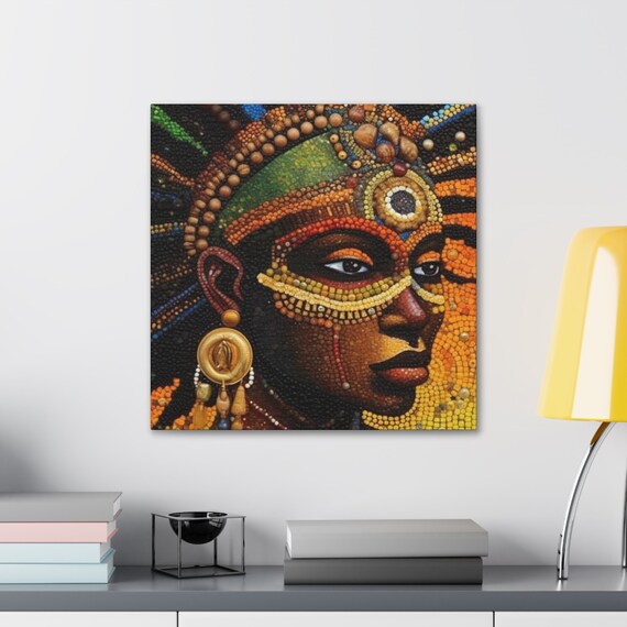 African Soul Inspired Canvas, Vibrant Colors,  Complex Texture, Rich Imagination, Vivid Portrayal, Historical Resonance, Gallery Wraps