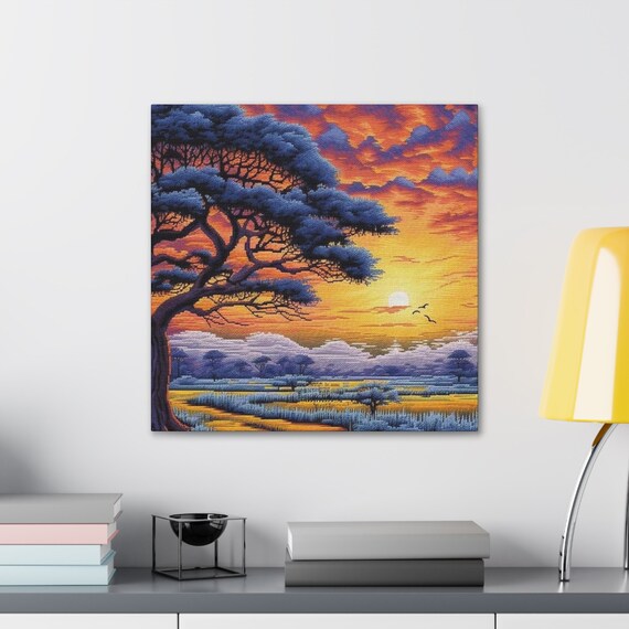 Vibrant Colors,  Complex Texture , Unique Artistic Interpretation, Pointillism Technique, Vivid Portrayal,  Intricate, Canvas Gallery Wraps