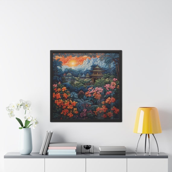 Cultural Art, Island Inspired Decor, Exotic Traditional, Rich Balinese Art Textile , Framed Posters