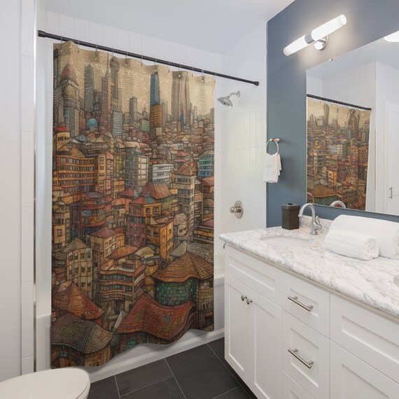 Stylish design, Colorful Patterned,  Extra-long , Hookless curtain,  Eco-friendly, Bathroom accessory, Shower Curtain