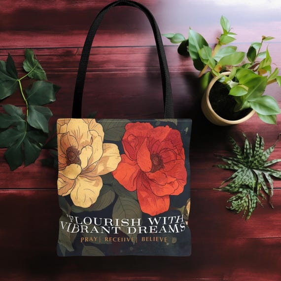 Dream Big Flourish with Vibrant Dreams Tote Bag (AOP) Vibrant Living , Everyday Carry , Durable , Eco Friendly Tote , Gift Idea, Unique