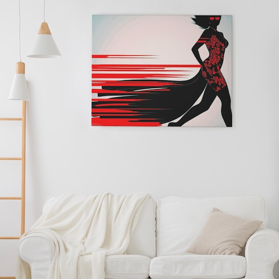 Moving Forward Stencil of A Woman – Minimalist Vector Art ,  Contemporary Spaces , Modern , A I Image, Digital Printable, Digital Download