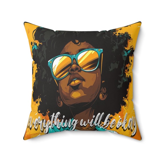 Everything Will Be Okay Spun Polyester Square Pillow, Comforting Home Decor , Positive Message, Stylish Resilience , Peaceful Living, AOP