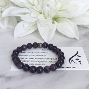 Amethyst Chakra & Intention Bracelet | Crystals | Chakra | Women&#39;s Gift Bracelet with Card