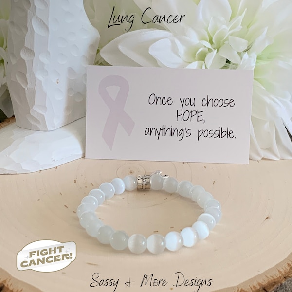 Lung Cancer Support Awareness Beaded Bracelet | Charm Bracelet for Cancer