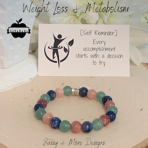 Weight Loss + Metabolism Booster Bracelet | Diet + Exercise | 8 mm Natural Gemstones