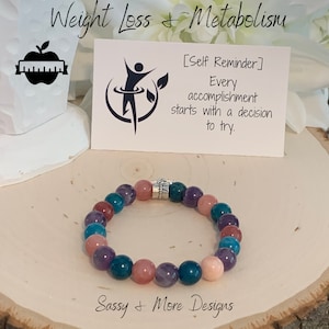 Weight Loss + Metabolism Booster Bracelet | Diet + Exercise | 8 mm Natural Gemstones