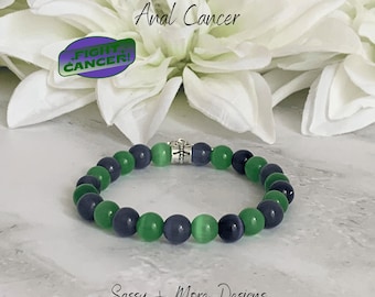 Anal Cancer Support Awareness Bracelet | Hope, Warrior, Survivor Charm + Card