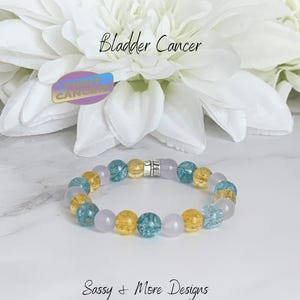 Bladder Cancer Support Awareness Bracelet | Bladder Cancer Ribbon | Nobody Fights Alone | Citrine & Chalcedony + Topaz Natural Gemstones