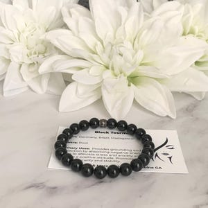 Black Tourmaline Chakra & Intention Bracelet | Crystals | Chakra | Women&#39;s Gift Bracelet with Card