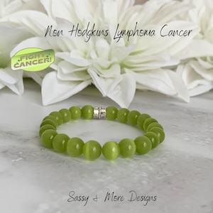 Non Hodgkins Lymphoma Cancer Support Awareness Bracelet | Lime Cancer Ribbon | Hope Warrior Survivor | You Got This