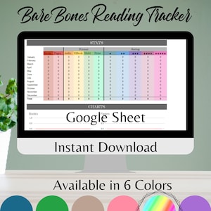 Rainbow Bare Bones Reading Tracker Spreadsheet in Google Sheets