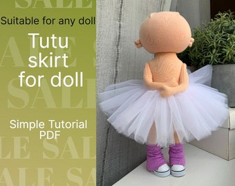 Un tutoriel de jupe tutu simple pour n'importe quelle poupée, un tutoriel avec des instructions étape par étape et des photos. Ce PDF est pour une poupée de 12" (30cm).