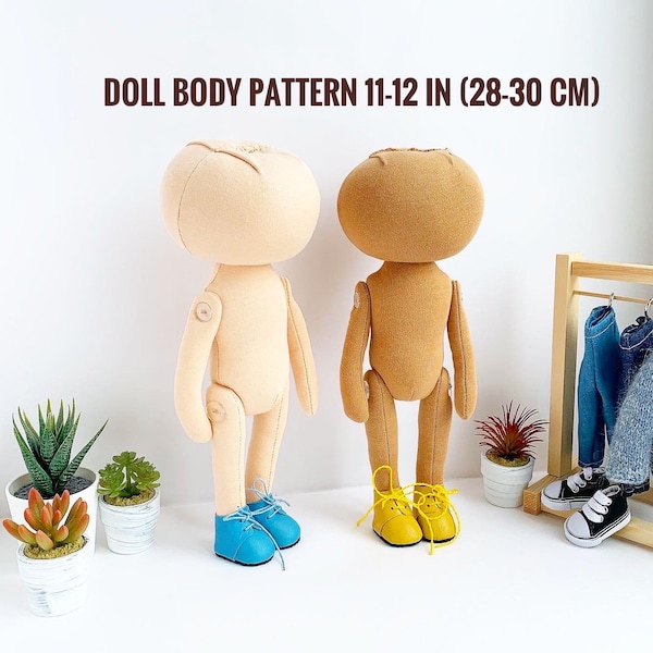 Rag Doll body pattern PDF 11-12 in / 28-30 cm without a description of the sewing process. Tilda Doll sewing pattern PDF.