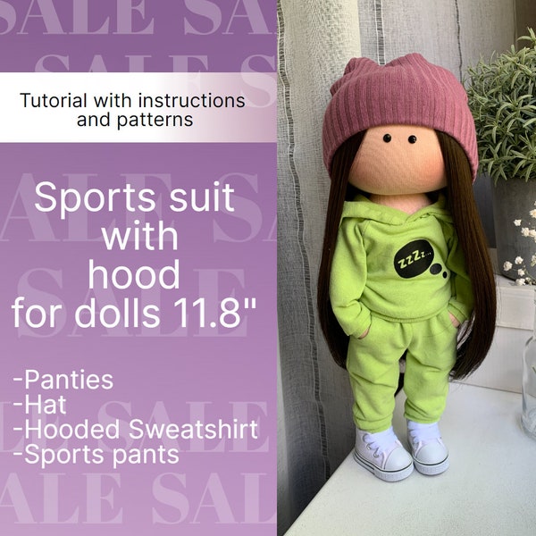 PDF Instructions and patterns for making a tracksuit with a hood for a Tilda doll, self-study with a step-by-step description and photos