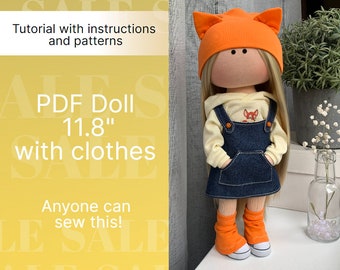 PDF Doll Patterns and instructions for sewing 11″-12″ (28-30 cm) Tilda rag doll and clothing (87 pages). Tilda doll making. Sewing project