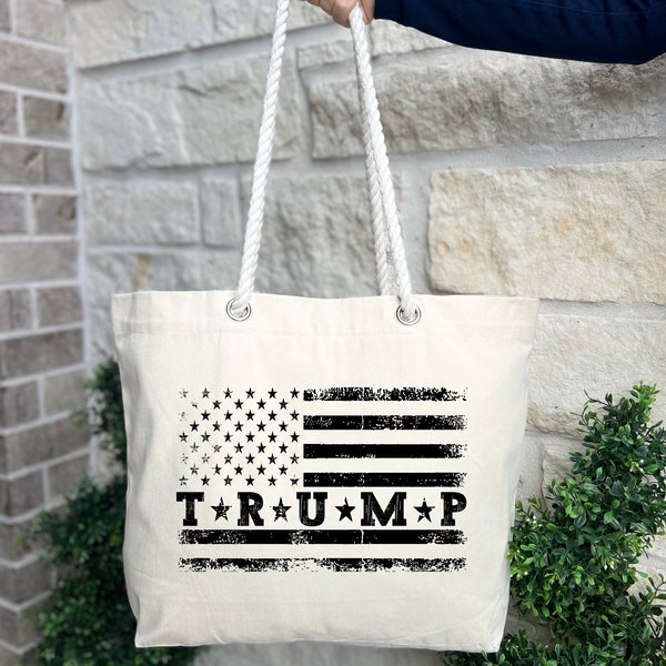 Trump Rope Bag, American Flag Rope Bag, Best President Bag, Trump 2024 Vote Bag, USA Flag Gift Bag, Independence Tote Bag, Trump Fan Bag