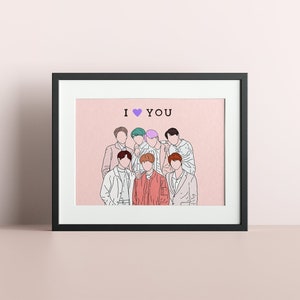 BTS I love you, Bts Digital Download, Bts Poster, BTS Wall Art, Bts Minimal, Bts Art Print, Kpop Room Decor, Kpop, Gifts for her, Bts Merch