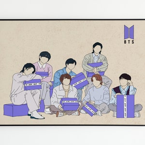 BTS, Bts Digital Download, Bts Poster, BTS Wall Art, Bts Minimal, Bts Art Print, Kpop Room Decor, Kpop Bts, Gifts for her, Bts Merch
