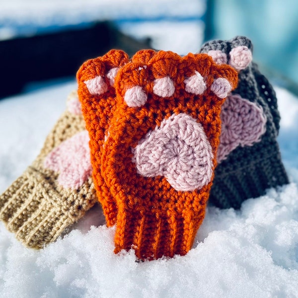 Fingerless Paw Mitten Crochet Pattern - PDF Pattern Only