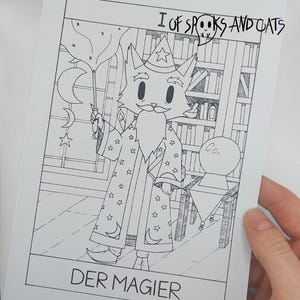 I. O Mágico - Impressão Artística DINA5 - Carta de Tarô Gato Mágico - Arcanos Maiores - Leitura de Cartas Espirituais Magia Wicca Bruxa Bruxaria