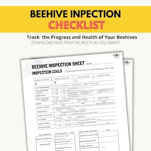 Beehive Inspection Journal, Bee Keeping Logbook, Beekeeping Inspection Checklist, Beginning Beekeeper Log, Hive Health Inspection Sheet