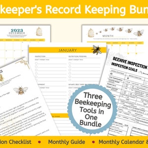 Beekeepers Record Keeping Bundle, Beekeeping Logbook, Beehive Inspection Journal, Monthly Beekeeping Tasks, Beekeepers Calendar, Record Book