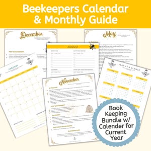 Bundel imkersregistratie, inspectiedagboek bijenkorf, maandelijkse bijenteelttaken logboekkalender noordelijke staten (digitale download)