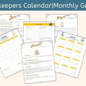 Calendario del apicultor y guía mensual de apicultura 2023, herramienta de apicultura en el patio trasero para salvar a las abejas, instrucciones de apicultura mes a mes