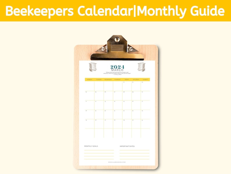 Beekeepers Record Keeping Bundle 2024 for Northern US States , Beehive Inspection Logbook, Monthly Beekeeping Tasks, Beekeeper Calendar 2024 image 7
