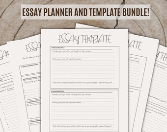 Essay Planner | Template and Structure Guide Bundle, Academic College University School Essay Printable Plan | Homework, Assignment, Project